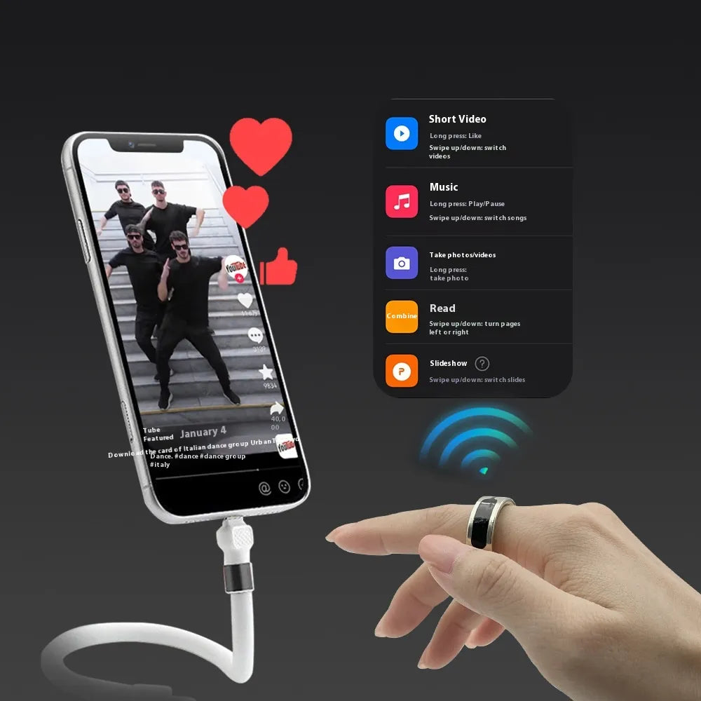 Fitness Tracker Smart Ring - Waterproof & Bluetooth Enabled