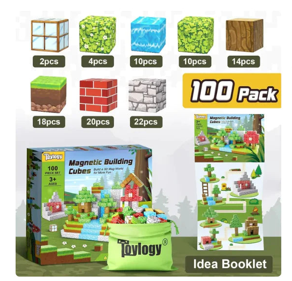 100pcs Magnetic Building Blocks Primitive Forest Set