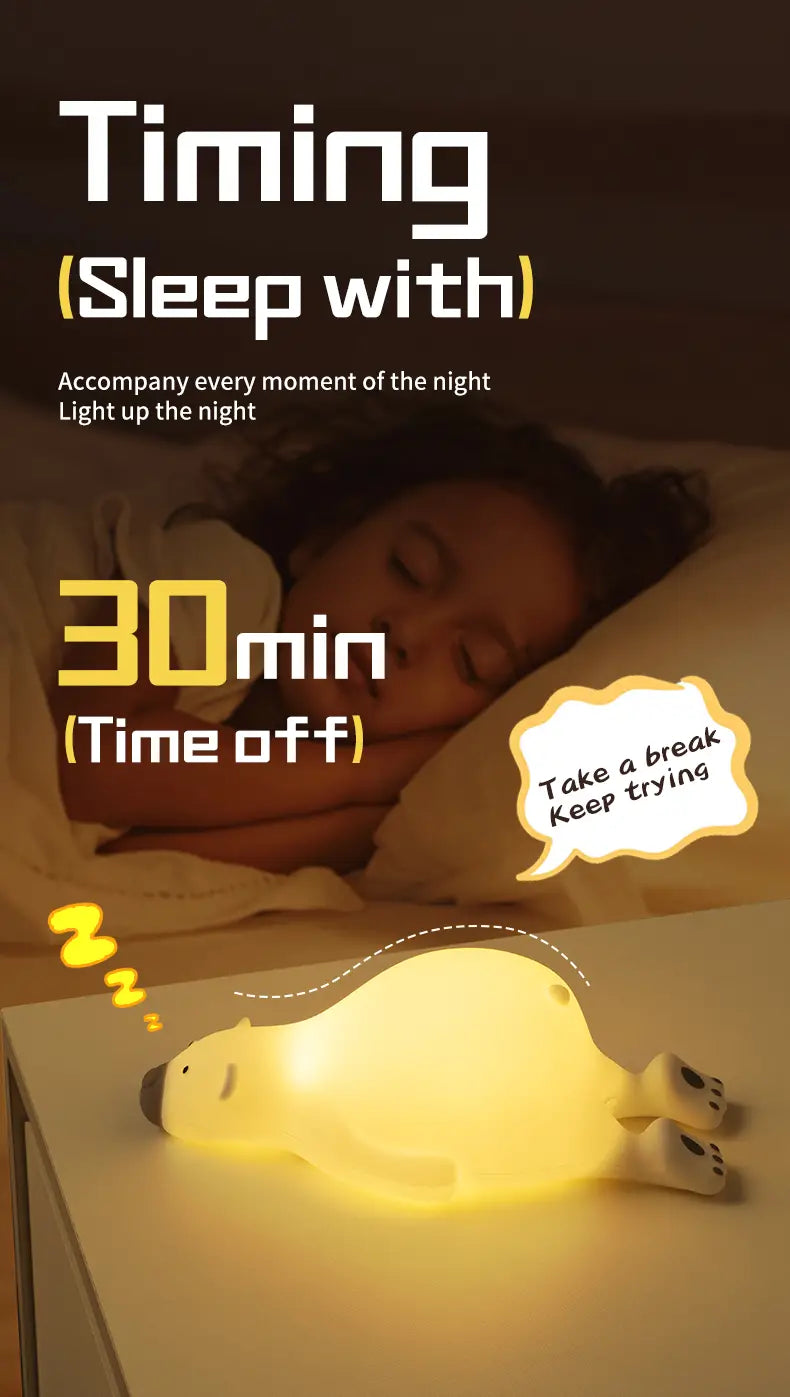 Cute Silicone Night Light - Rechargeable Touch Lamp