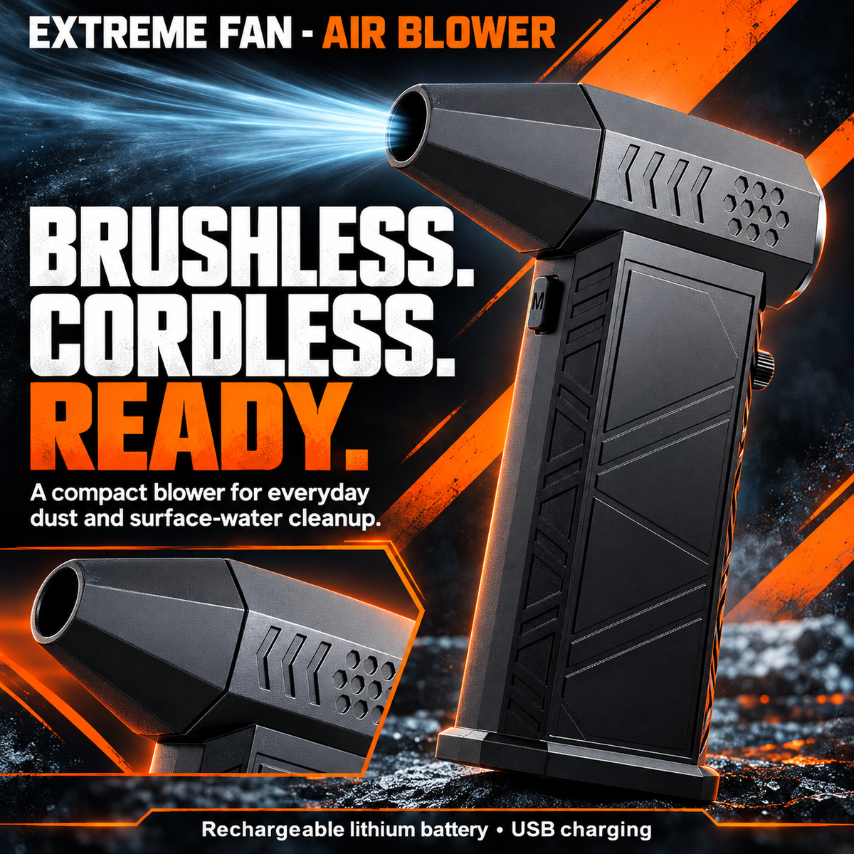 EXTREME FAN - AIR BLOWER with brushless motor and rechargeable lithium battery