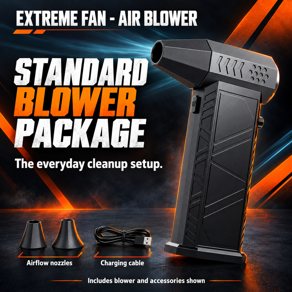 EXTREME FAN - AIR BLOWER standard package with airflow nozzles and charging cable