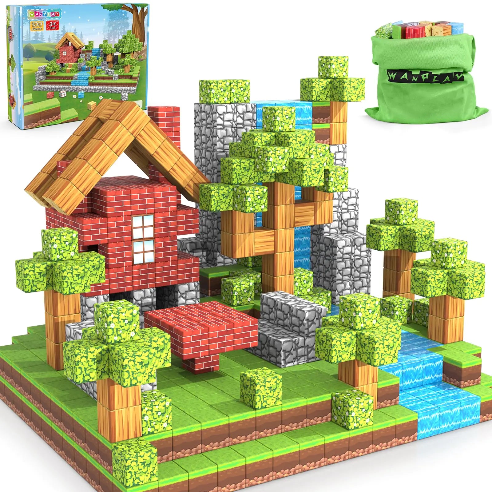 100pcs Magnetic Building Blocks - Forest Castle Set