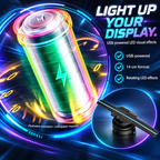 3D hologram LED display fan — illustrative battery animation and features