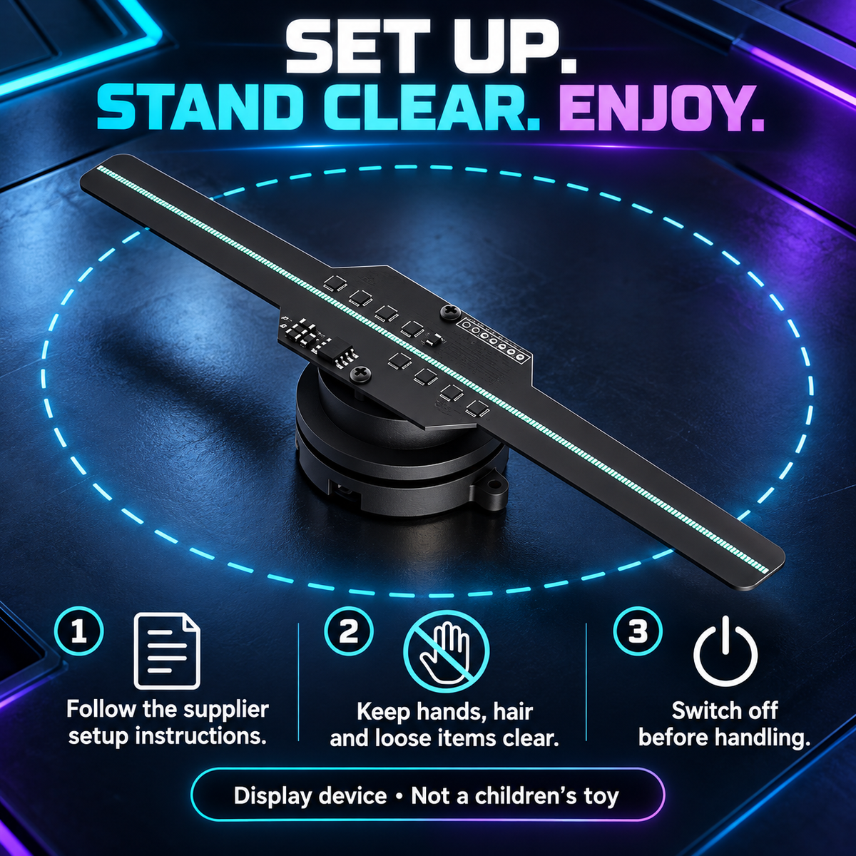3D hologram LED display fan — handling