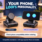 LOOI base without and with a compatible smartphone; phone not included