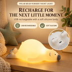 Polar bear nursery night light: rechargeable design