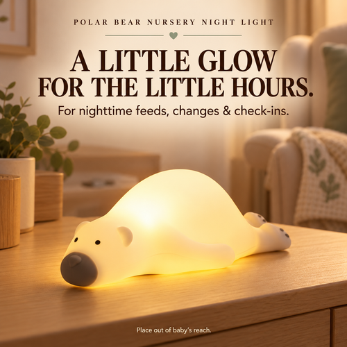 Polar bear nursery night light: nursery main image