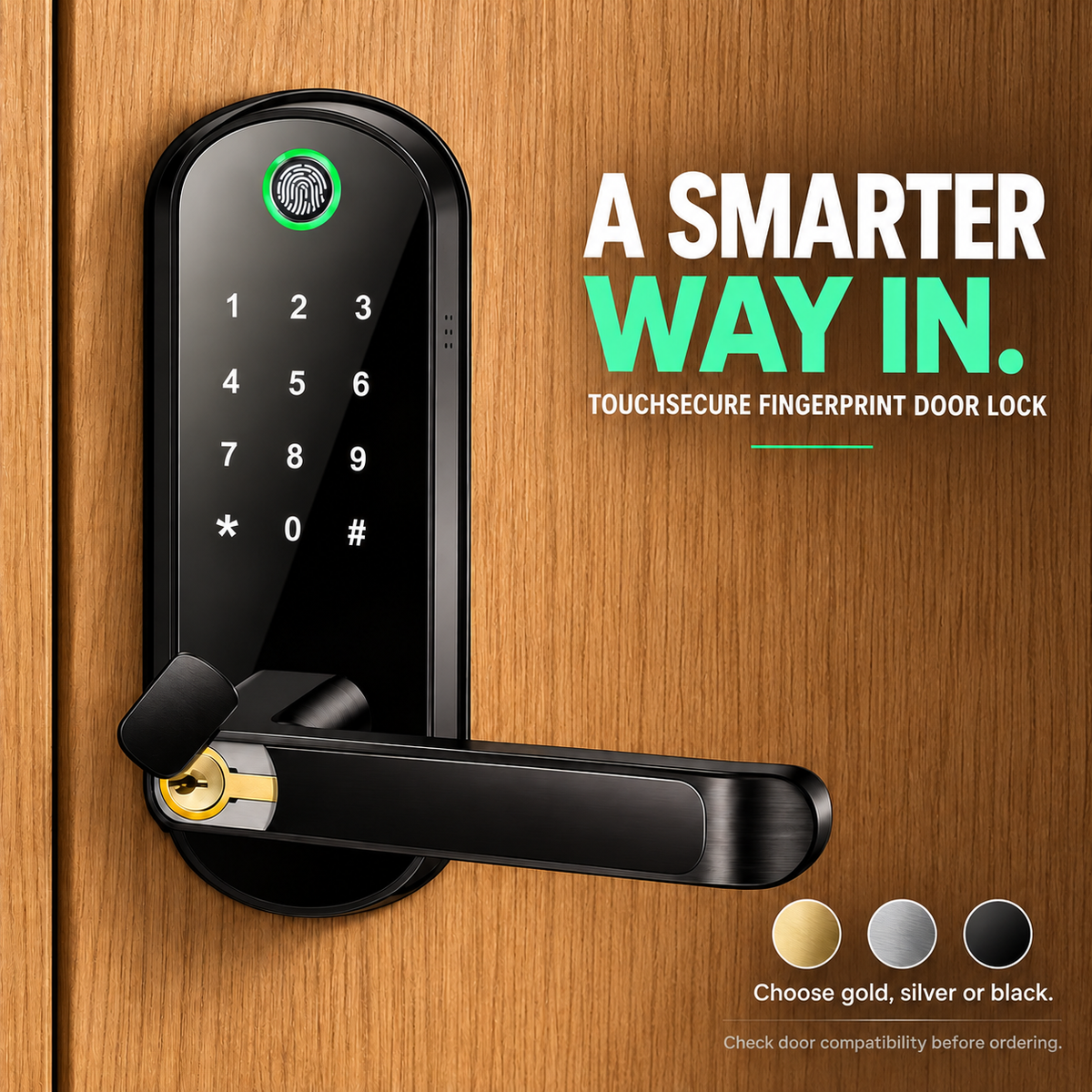TouchSecure fingerprint door lock — hero
