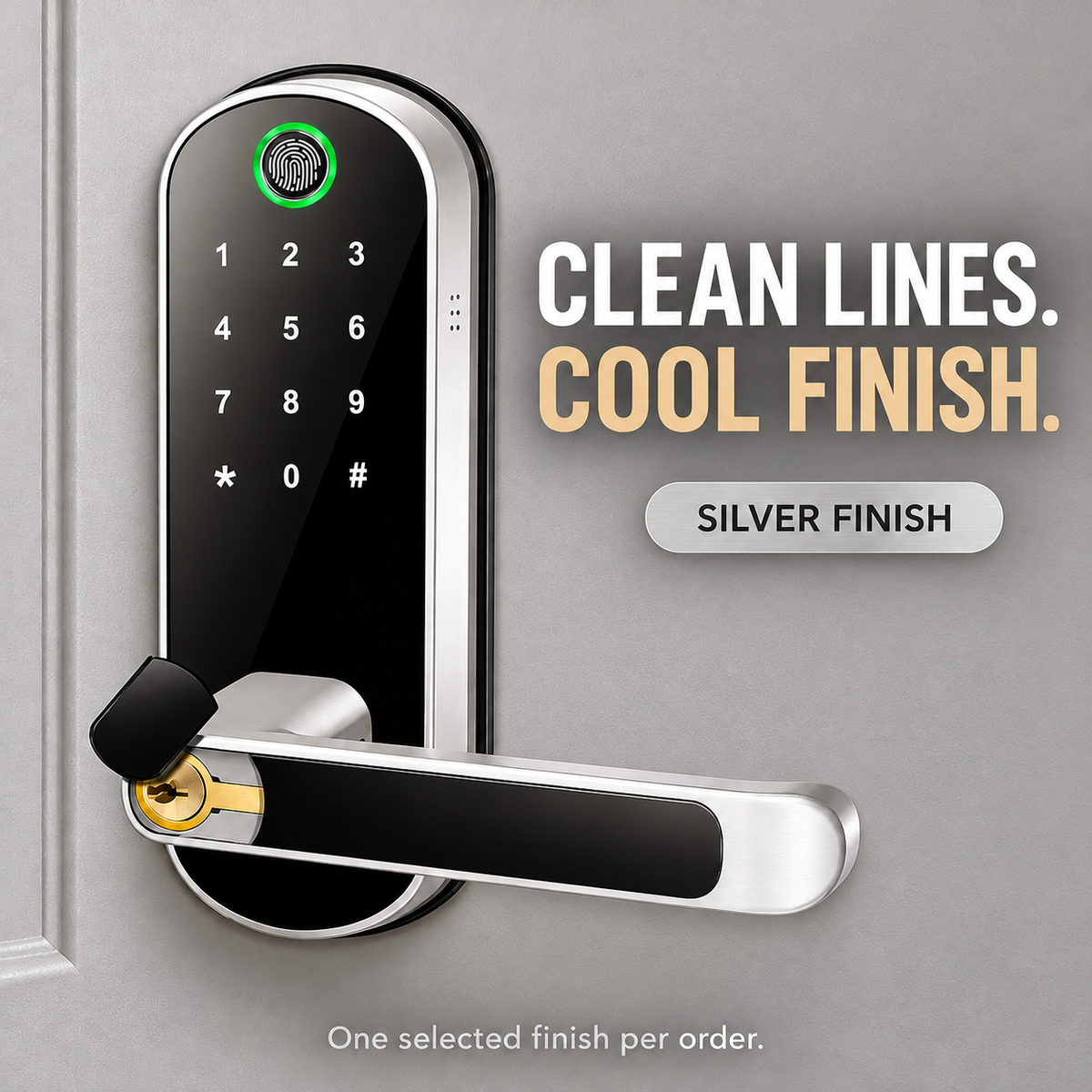 TouchSecure fingerprint door lock — silver