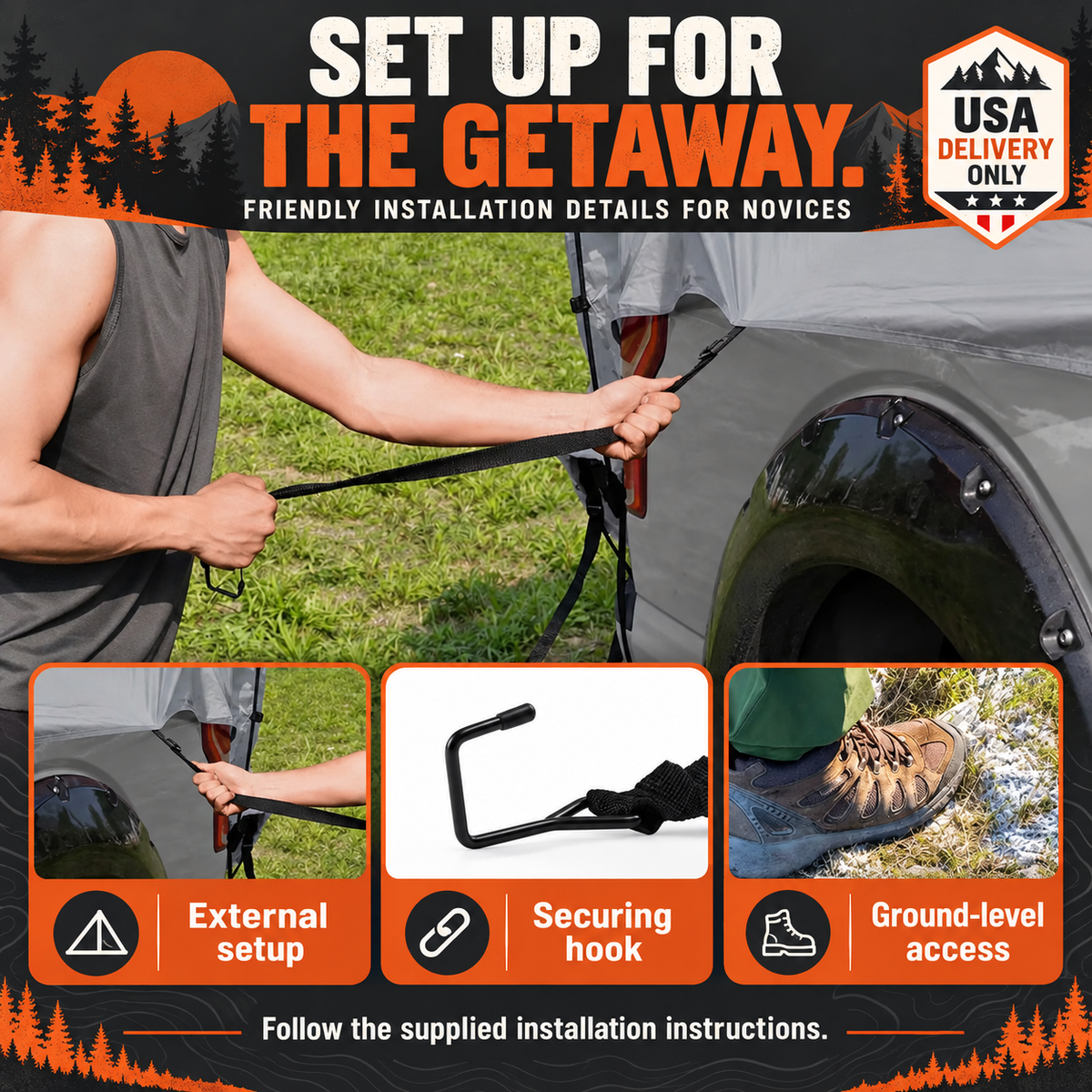 Truck bed tent — setup — USA delivery only