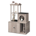 Cat Litter Box Enclosure with Cat Tower