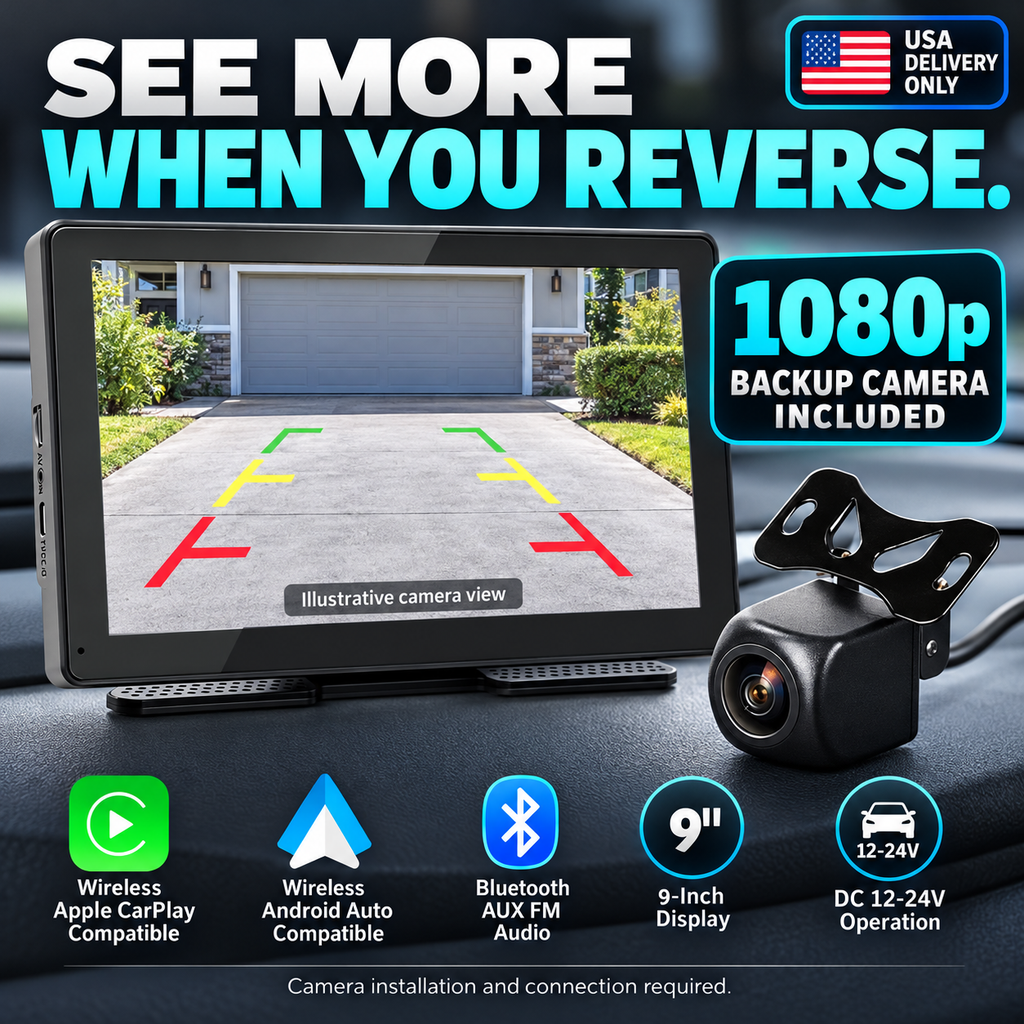 Yaseme 9-inch CarPlay display — backup camera — USA delivery only