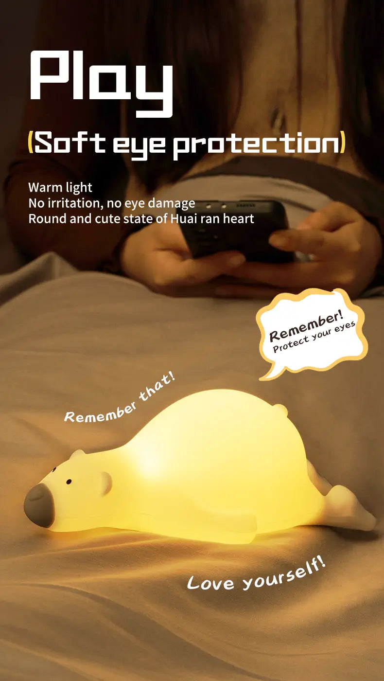 Cute Silicone Night Light - Rechargeable Touch Lamp